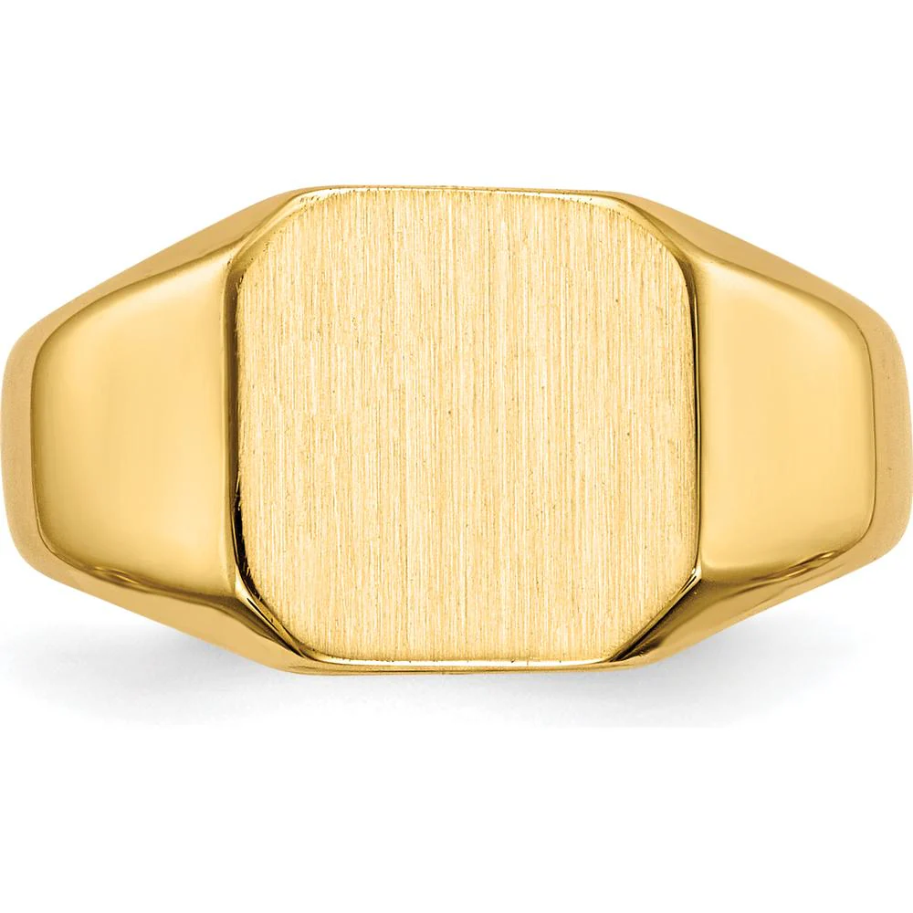 14K Yellow Gold 9.5mm Brushed and Polished Engravable Signet Ring - Size 6 by Oro Pregiato - Image 4