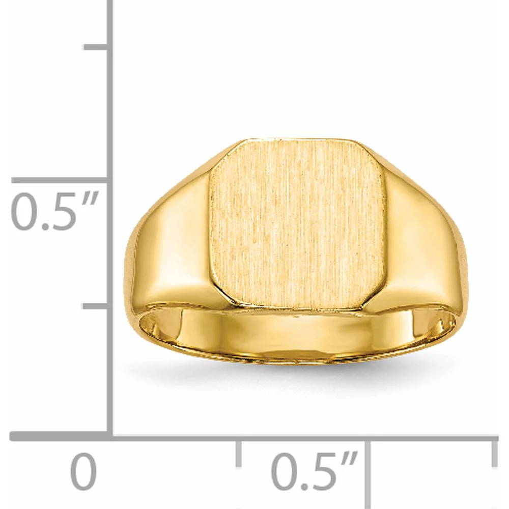 14K Yellow Gold 9.5mm Brushed and Polished Engravable Signet Ring - Size 6 by Oro Pregiato - Image 5
