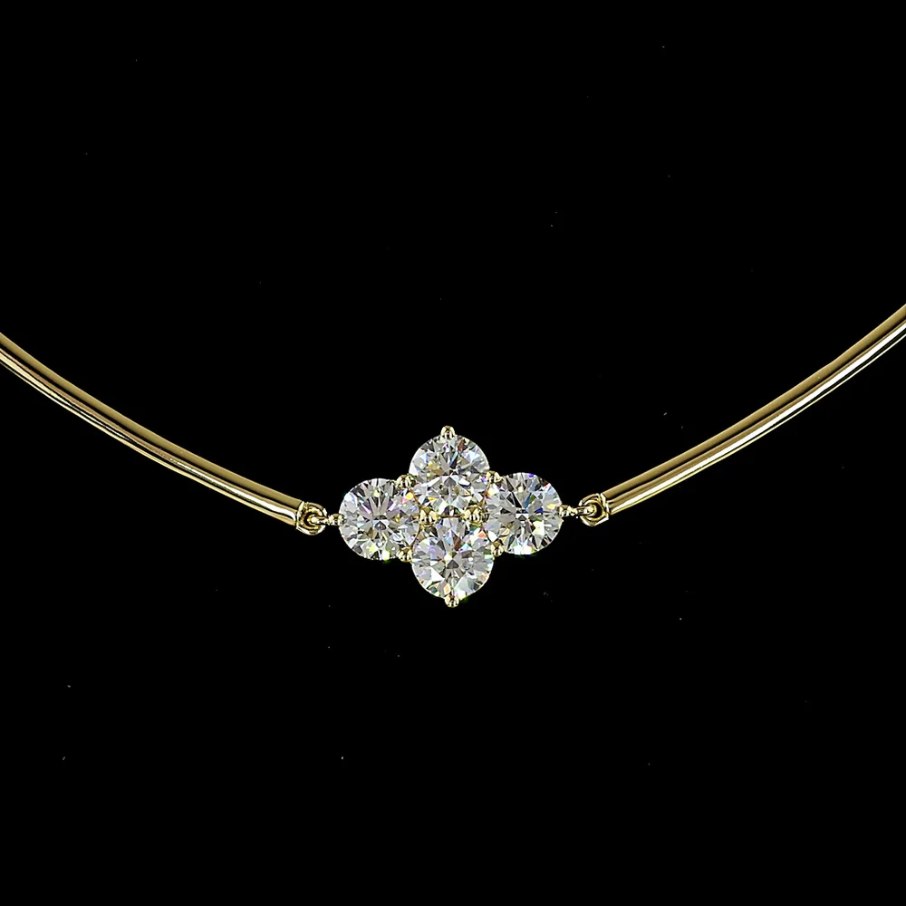 14K Yellow Gold 9.72 Carat Station Necklace with 28 Prong Set Round Brilliant Cut Lab Diamonds - E-F Color VS Clarity - Covaloro Fine Jewelry - Image 2