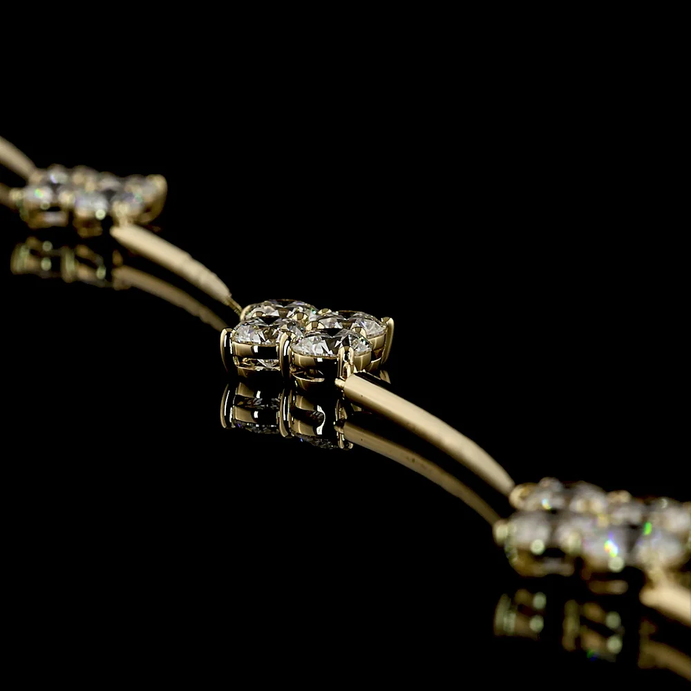 14K Yellow Gold 9.72 Carat Station Necklace with 28 Prong Set Round Brilliant Cut Lab Diamonds - E-F Color VS Clarity - Covaloro Fine Jewelry - Image 4
