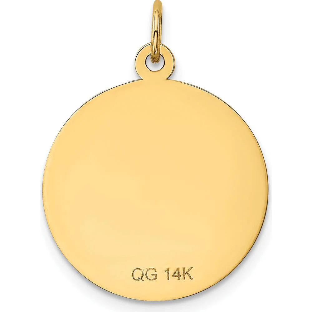 14K Yellow Gold "A Date to Remember" Engravable 19mm Disc Pendant by Oro Pregiato - Image 4