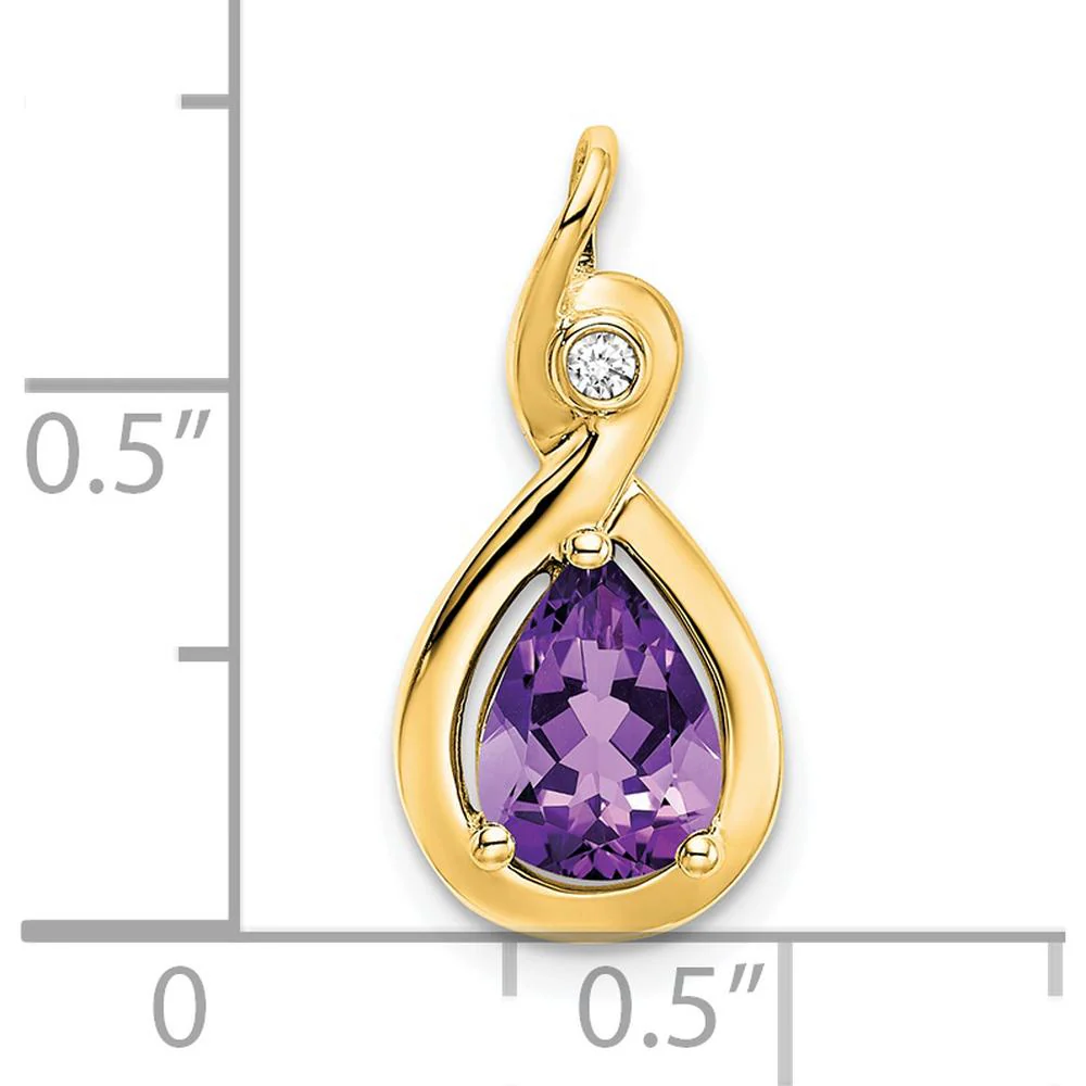 14K Yellow Gold Amethyst and Diamond Pendant Slide - 0.85 Carat Amethyst, 0.02 Carat Diamond by Lumare Gioia - Image 3