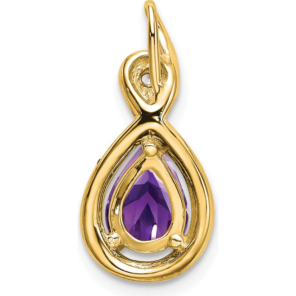 14K Yellow Gold Amethyst and Diamond Pendant Slide - 0.85 Carat Amethyst, 0.02 Carat Diamond by Lumare Gioia - Image 4