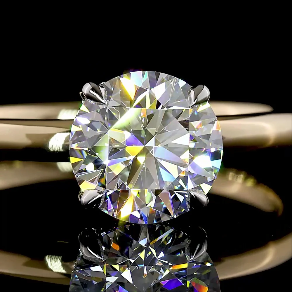 14K Yellow Gold and Platinum Hidden Halo Ring with 1.30 Carat Round Brilliant Lab Diamond and 0.06 Carat Diamond Accents - 1.36 Carat Total Weight - Covaloro Fine Jewelry - Image 2