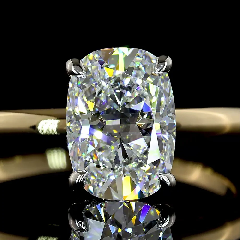 14K Yellow Gold & Platinum Hidden Halo Ring with 1.52 Carats Total Weight Cushion Brilliant Lab Diamond - D VVS2 IGI Certified - Covaloro Fine Jewelry - Image 2