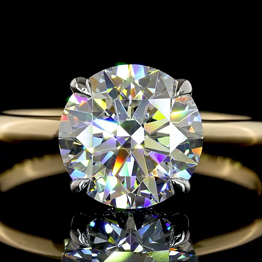 14K Yellow Gold and Platinum Hidden Halo Ring with 2.14 Carat Round Brilliant Lab Diamond and 0.07 Carat Accent Diamonds - Total 2.21 Carats - Covaloro Fine Jewelry - Image 2