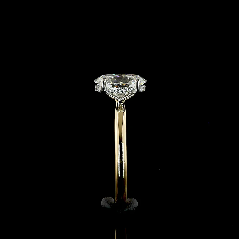 14K Yellow Gold and Platinum Oval Cut Lab Diamond Hidden Halo Ring with E VS1 Center Stone - 1.66 Carat Total Diamond Weight - Covaloro Fine Jewelry - Image 4