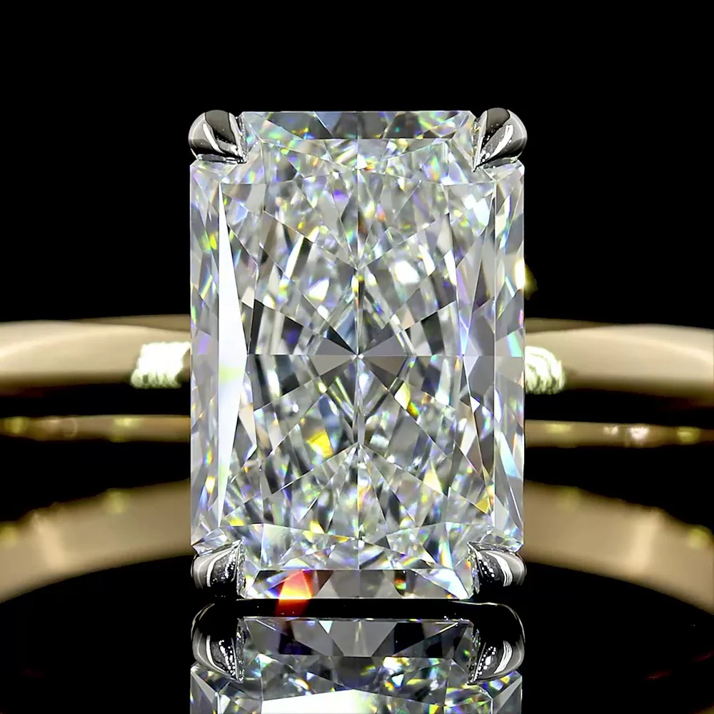 14K Yellow Gold and Platinum Radiant Cut Solitaire Engagement Ring with Lab Grown F VVS2 Diamond - 2.15 Carat Total Diamond Weight - Covaloro Fine Jewelry - Image 2