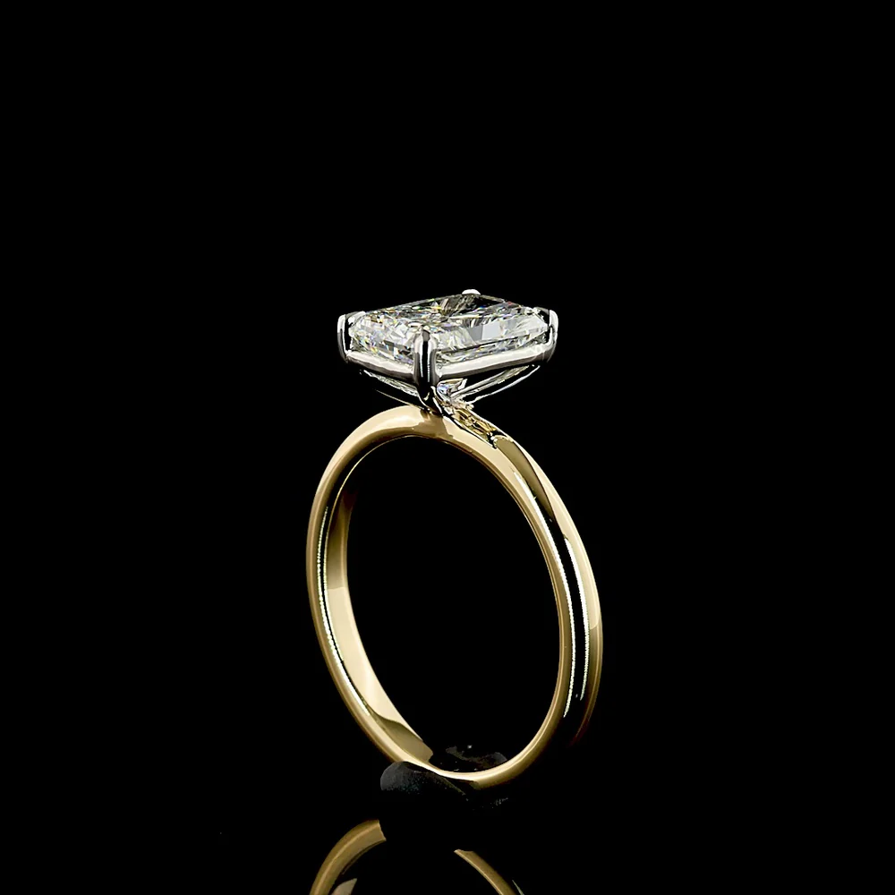 14K Yellow Gold and Platinum Radiant Cut Solitaire Engagement Ring with Lab Grown F VVS2 Diamond - 2.15 Carat Total Diamond Weight - Covaloro Fine Jewelry - Image 3