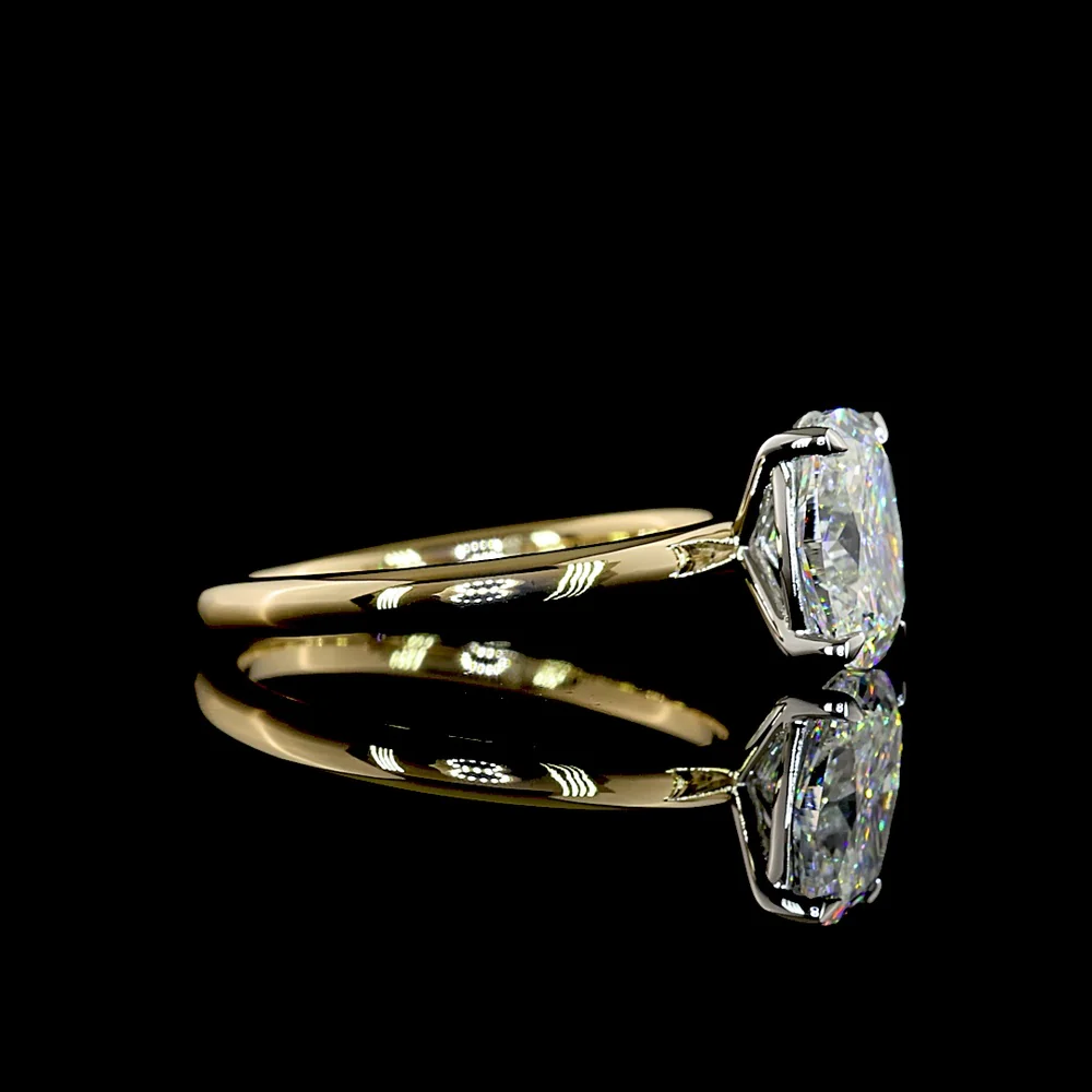 14K Yellow Gold and Platinum Solitaire Engagement Ring with 1.45 Carat IGI Certified D VVS2 Lab-Grown Cushion Brilliant Diamond - Covaloro Fine Jewelry - Image 2