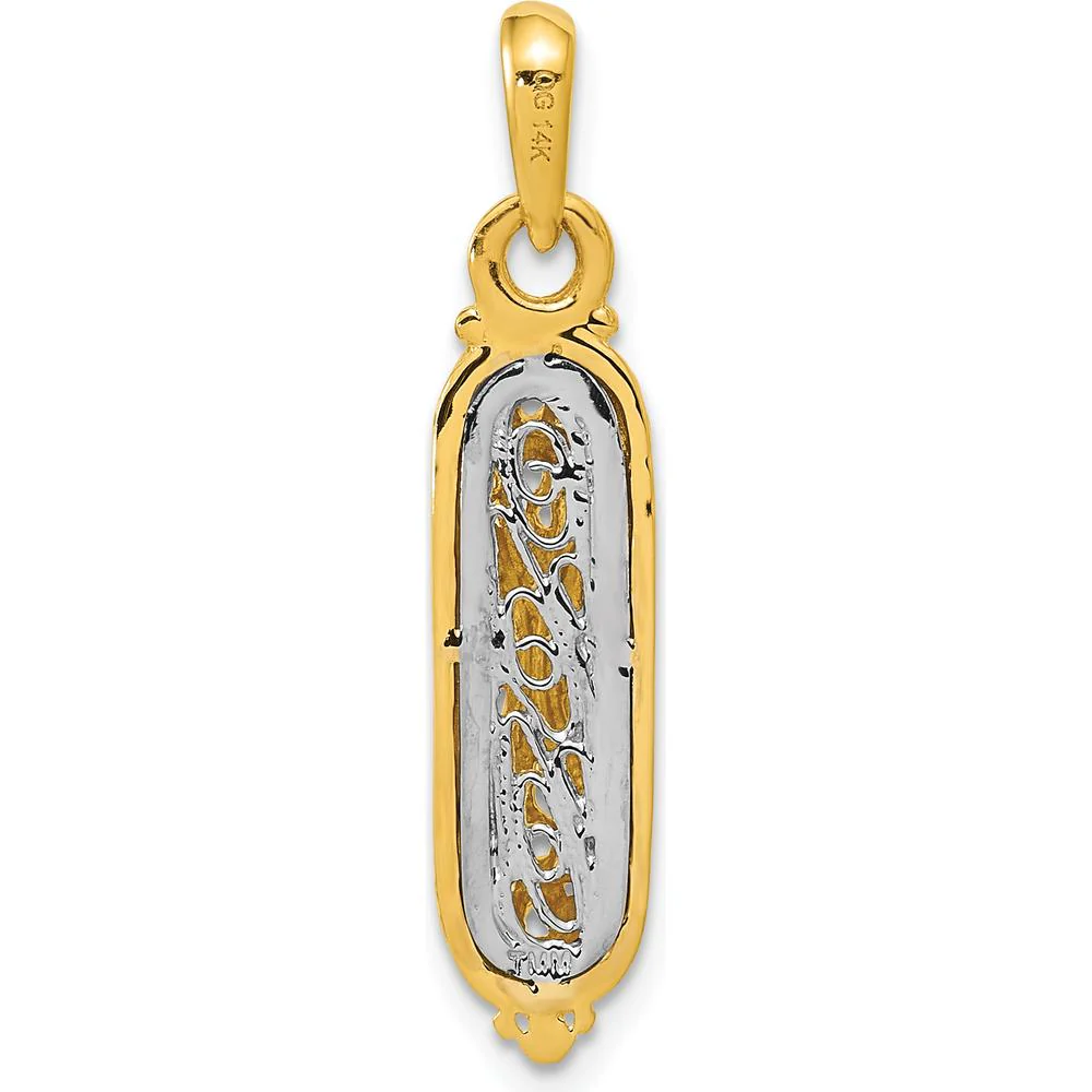 14K Yellow Gold and White Rhodium Mezuzah Pendant with Shin Charm by Oro Pregiato - Image 3