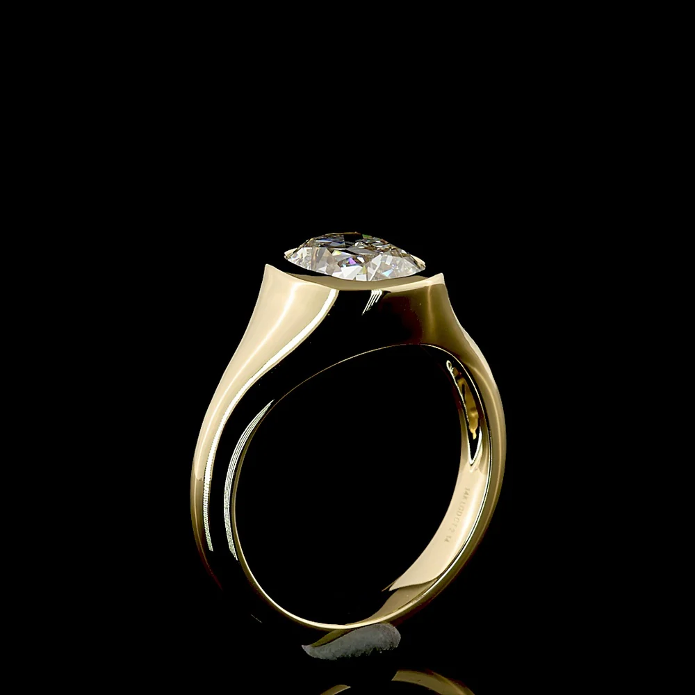 14K Yellow Gold Antique Cushion Cut Lab Diamond Solitaire Ring - 2.08 Carat Total Weight, E-VS1 - Covaloro Fine Jewelry - Image 4