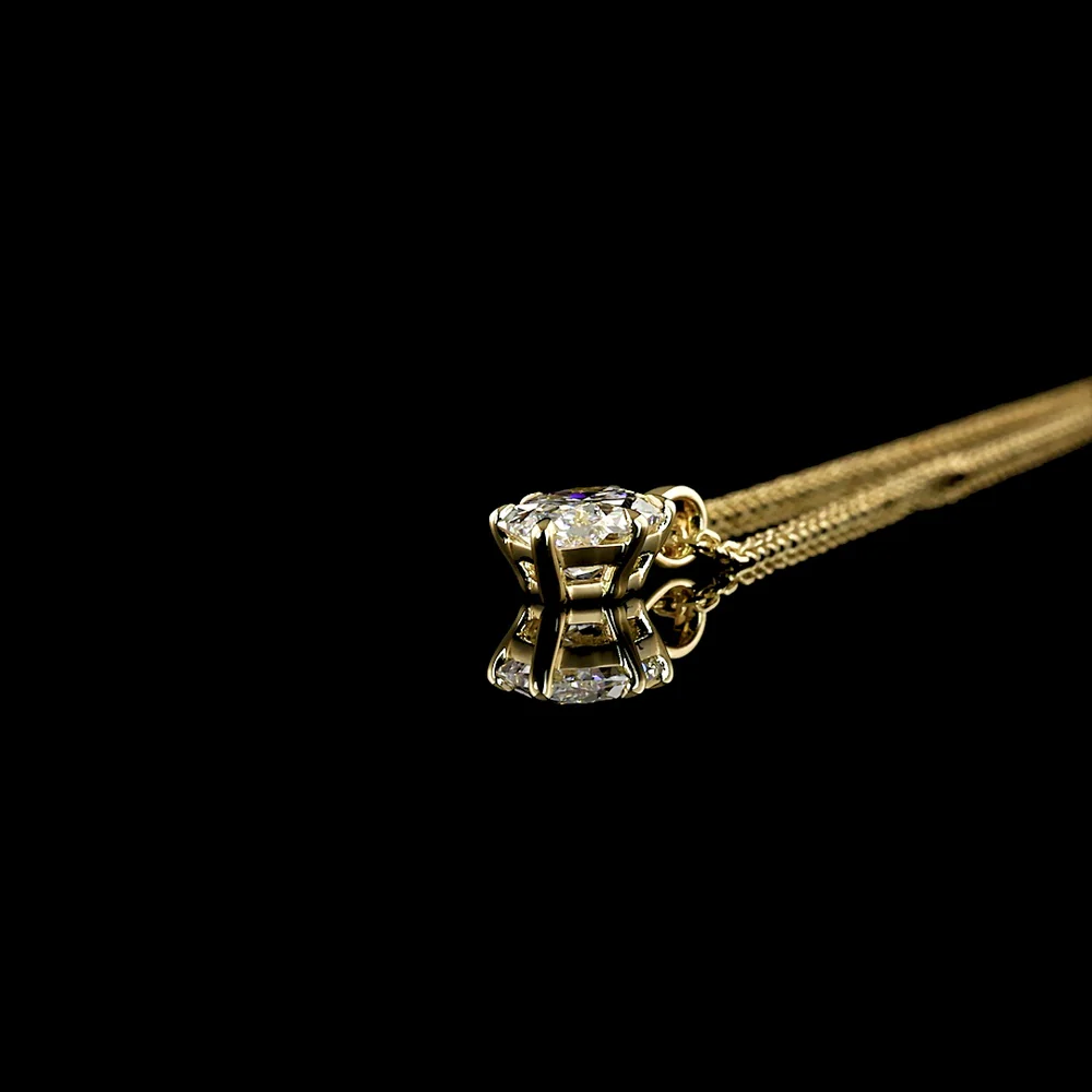 14K Yellow Gold Antique Marquise Cut Solitaire Pendant with D VVS2 Lab-Grown Diamond - 1.56 Carat Total Weight, IGI Certified - Covaloro Fine Jewelry - Image 3