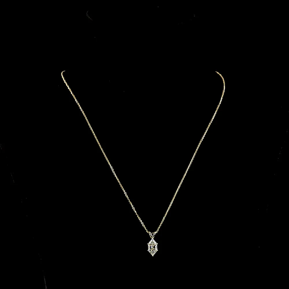 14K Yellow Gold Antique Marquise Cut Solitaire Pendant with D VVS2 Lab-Grown Diamond - 1.56 Carat Total Weight, IGI Certified - Covaloro Fine Jewelry - Image 4