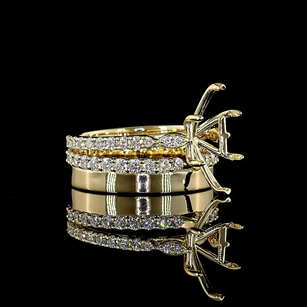 14K Yellow Gold Antique Marquise Solitaire Ring with 3.62 Carat E VVS2 Lab Diamond and Accent Brilliant Cut Lab Diamonds - 5.01 Carat Total Diamond Weight - Covaloro Fine Jewelry - Image 2