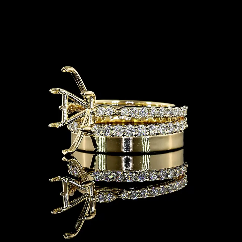 14K Yellow Gold Antique Marquise Solitaire Ring with 3.62 Carat E VVS2 Lab Diamond and Accent Brilliant Cut Lab Diamonds - 5.01 Carat Total Diamond Weight - Covaloro Fine Jewelry - Image 3