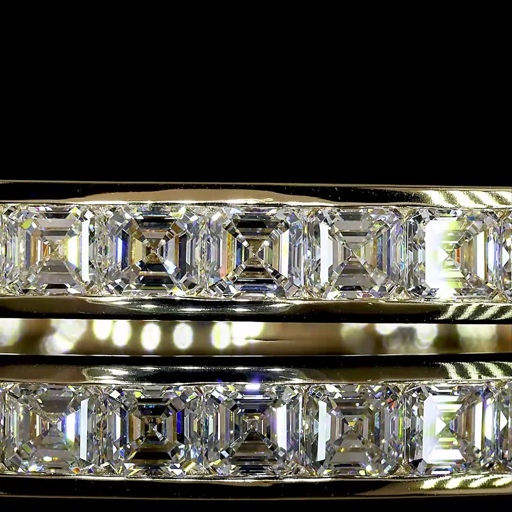 14K Yellow Gold Asscher Cut Lab Diamond Channel Set Bangle Bracelet - 7.71 Carat Total Diamond Weight - Covaloro Fine Jewelry - Image 2