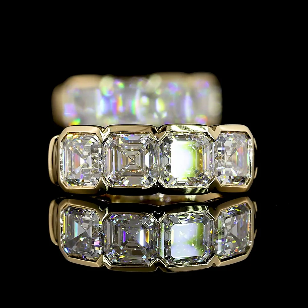 14K Yellow Gold Asscher Cut Lab Diamond Huggie Earrings in Half Bezel Setting - 2.02 Carats Total Diamond Weight - Covaloro Fine Jewelry - Image 4