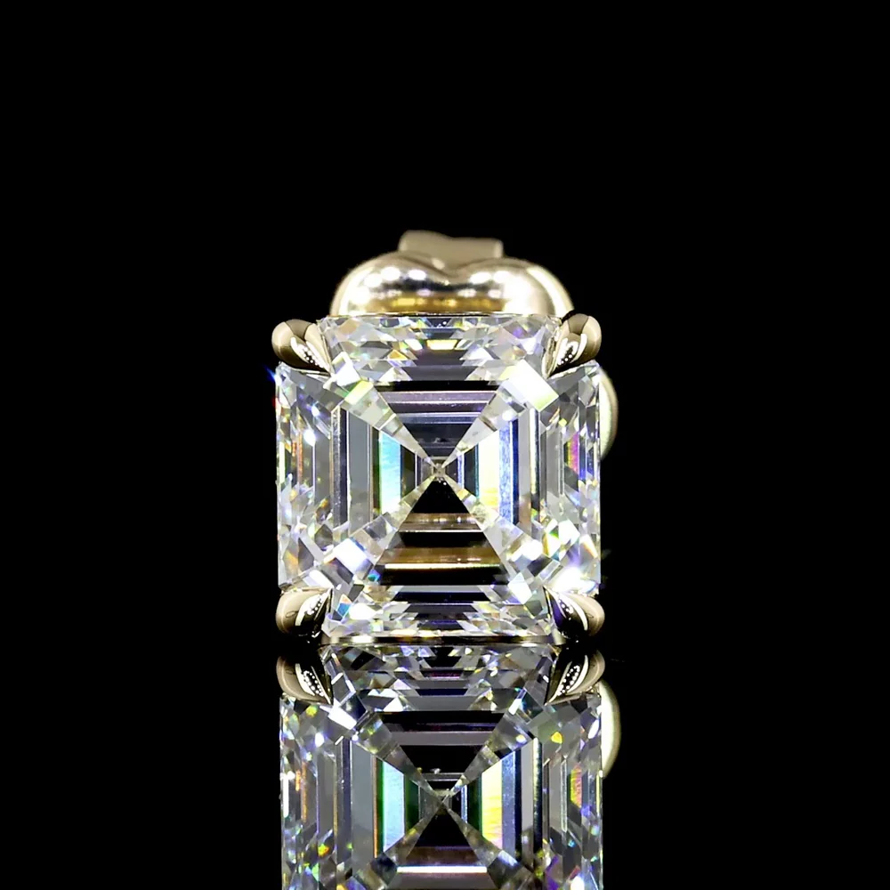 14K Yellow Gold Asscher Cut Lab Diamond Stud Earrings - D Color VVS1/VVS2 Clarity - 2.40 Carat Total Weight - Covaloro Fine Jewelry - Image 3