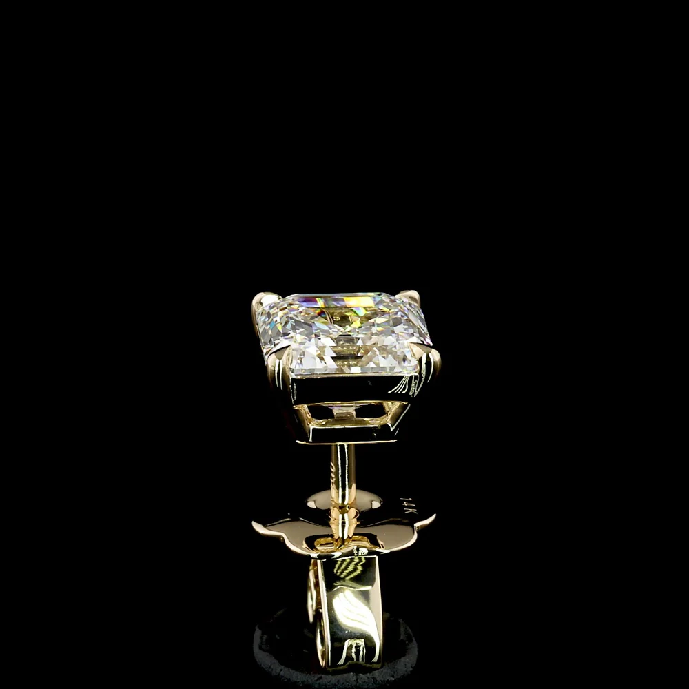 14K Yellow Gold Asscher Cut Lab Diamond Stud Earrings - D Color VVS1/VVS2 Clarity - 2.40 Carat Total Weight - Covaloro Fine Jewelry - Image 4