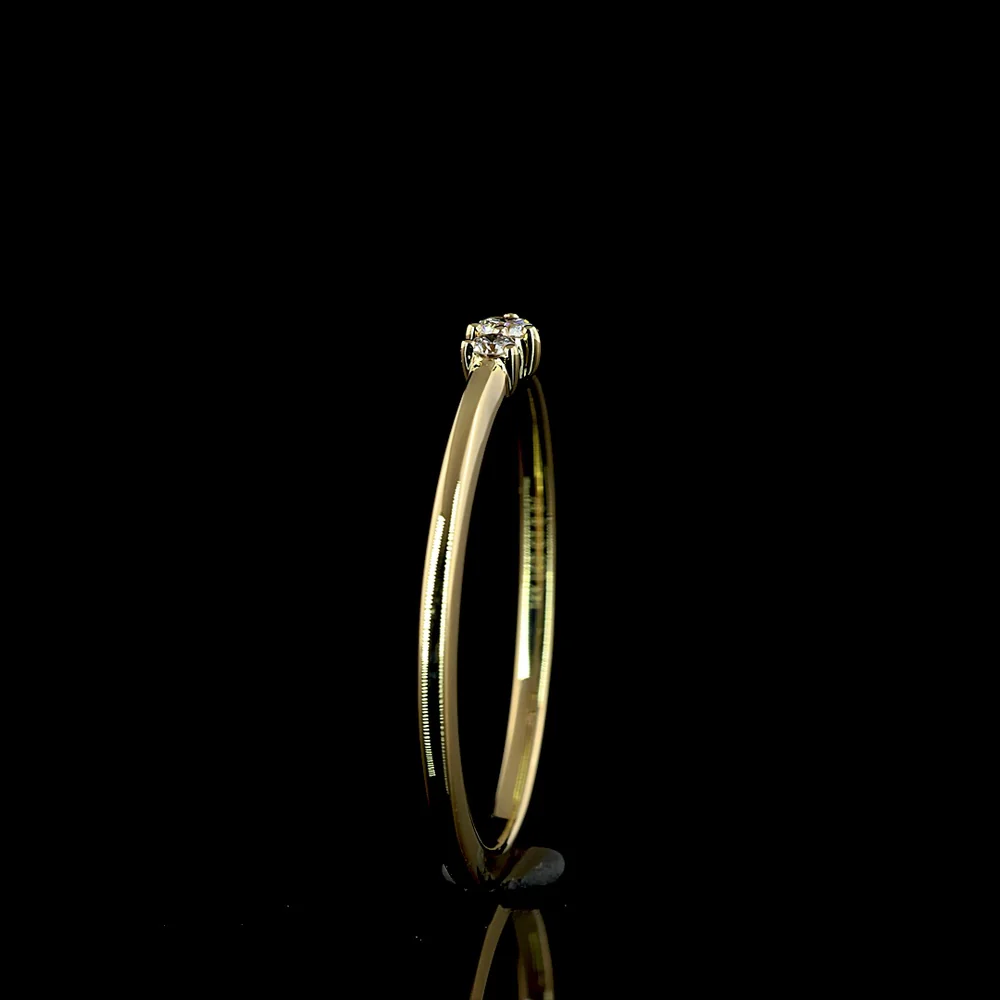 14K Yellow Gold Asymmetric Two-Stone Ring with Round Brilliant Cut Lab Diamonds - 0.07 Carats Total Diamond Weight - Covaloro Fine Jewelry - Image 4
