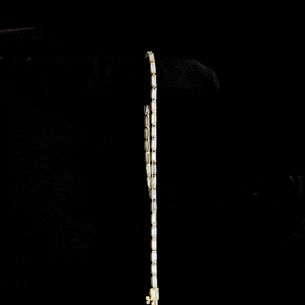 14K Yellow Gold Baguette Diamond Tennis Bracelet with East-West Half Bezel Setting - 2.75 Carat Total Weight Lab Diamonds - Covaloro Fine Jewelry - Image 3