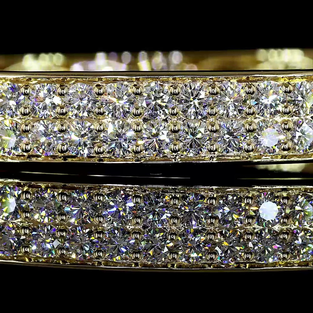 14K Yellow Gold Bangle Bracelet with 60 Prong Set Round Brilliant Cut Lab Diamonds - 3.57 Carat Total Diamond Weight - Covaloro Fine Jewelry - Image 2