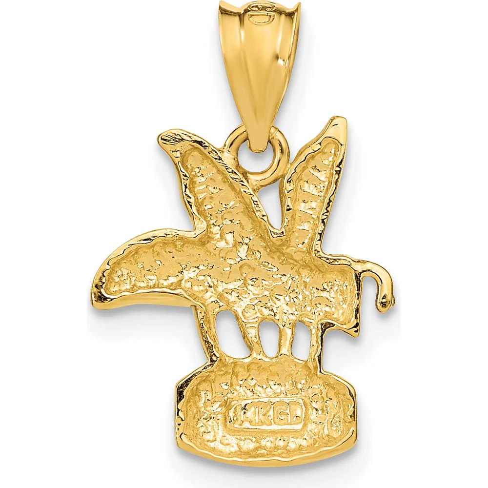 14K Yellow Gold Bee on HONEY Jar Pendant with Textured Finish by Oro Pregiato - Image 3