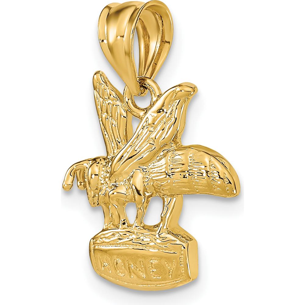 14K Yellow Gold Bee on HONEY Jar Pendant with Textured Finish by Oro Pregiato - Image 5