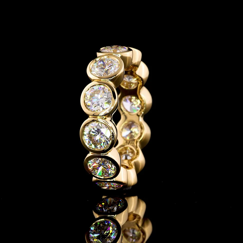 14K Yellow Gold Bezel-Set Eternity Band with 12 Round Brilliant Cut Lab Diamonds - 5.02 Total Carat Weight, E-F Color, VS1 Clarity - Covaloro Fine Jewelry - Image 2