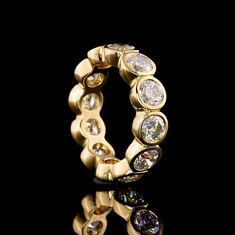 14K Yellow Gold Bezel-Set Eternity Band with 12 Round Brilliant Cut Lab Diamonds - 5.02 Total Carat Weight, E-F Color, VS1 Clarity - Covaloro Fine Jewelry - Image 3