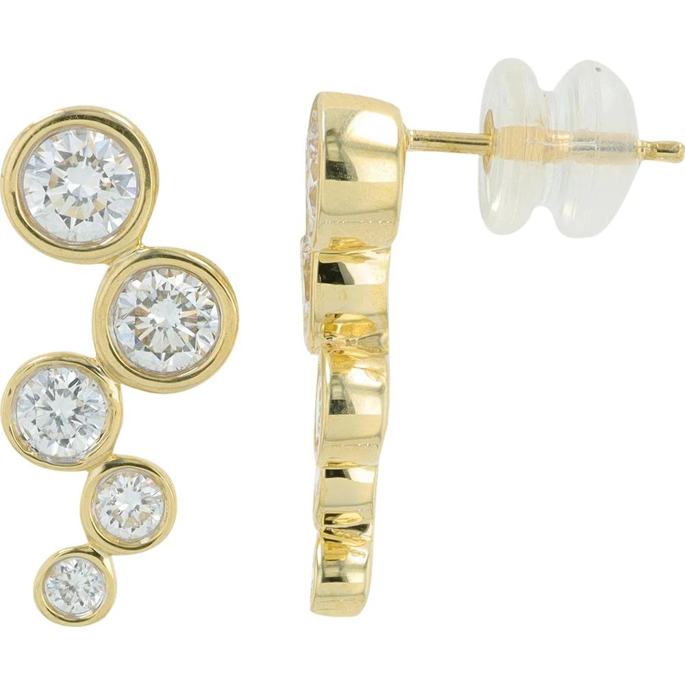 14K Yellow Gold Bezel - Set Lab Grown Diamond Earrings - 1.25 Carat Total Diamond Weight - Image 2