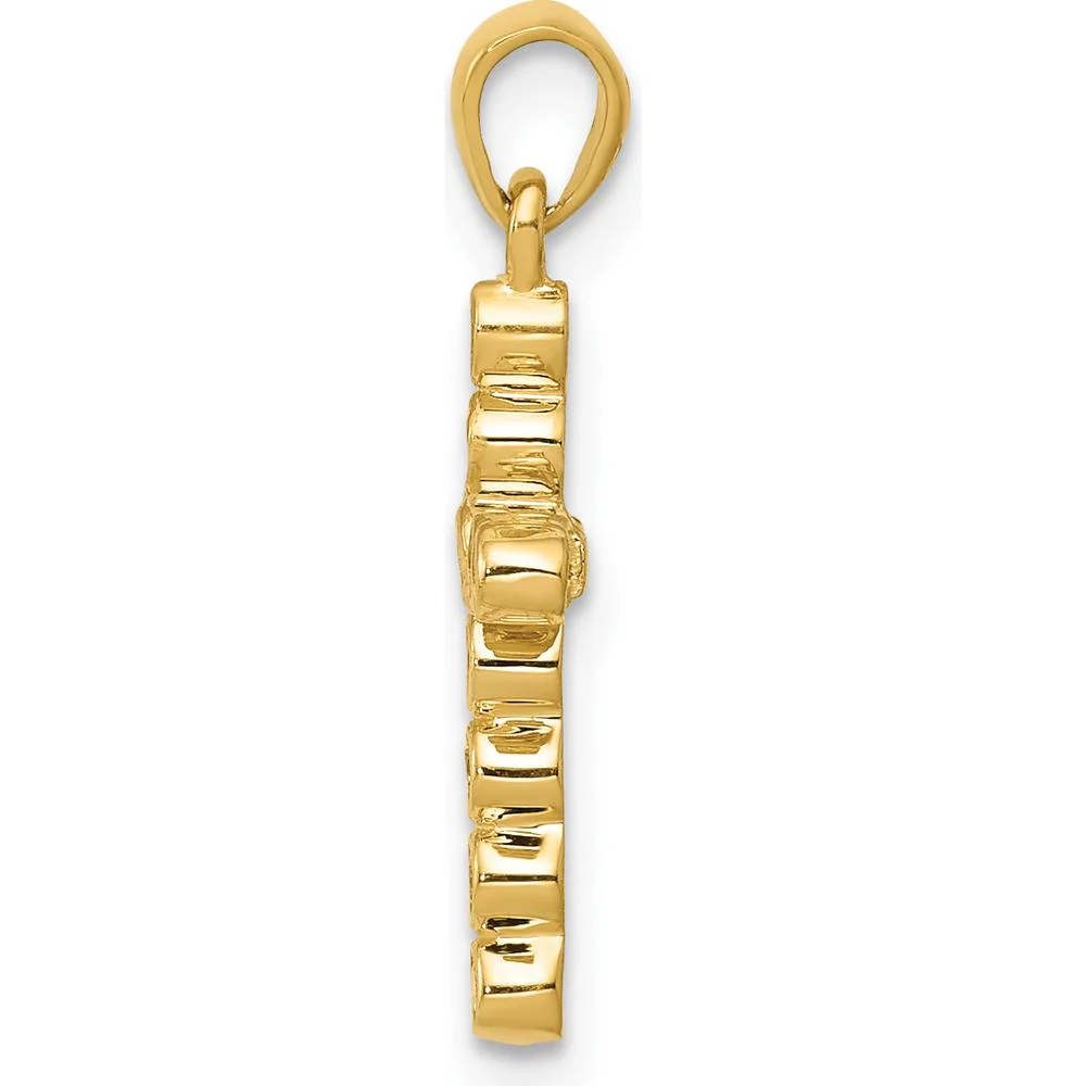14K Yellow Gold Bezel-Set Round Diamond Cross Pendant - 1/10 Carat Total Diamond Weight by Monteluci Fine Jewelry - Image 2