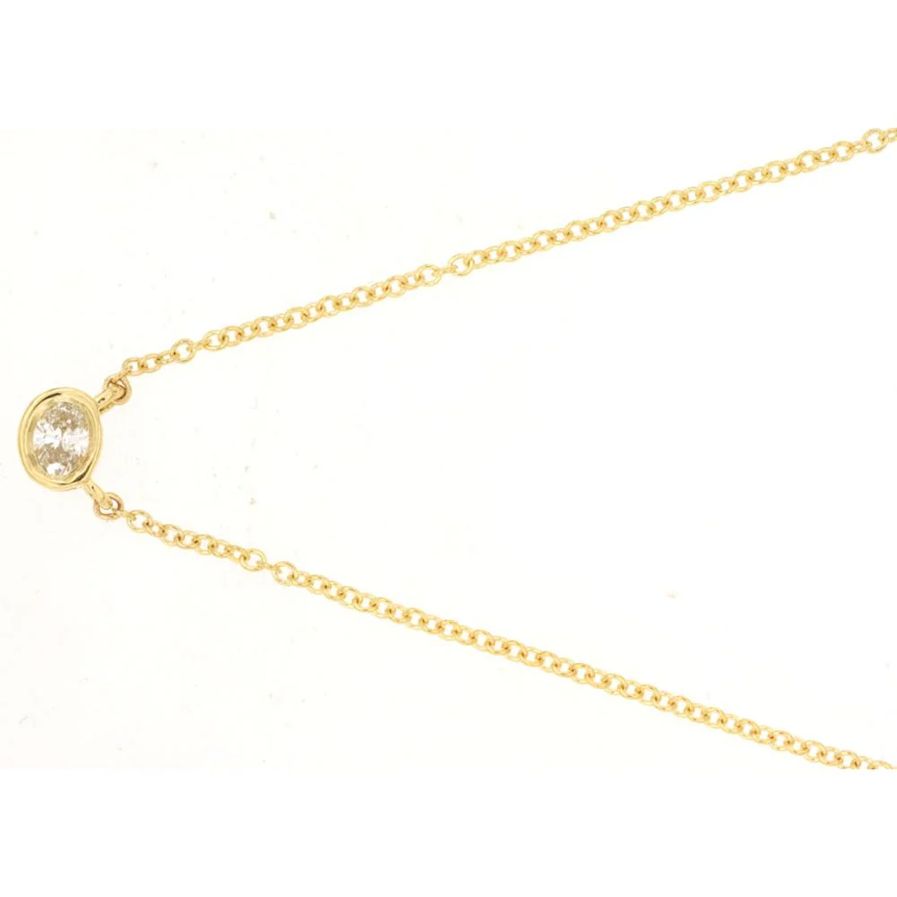 14K Yellow Gold Bezel Set Round Diamond Solitaire Necklace - 0.10 Carat Total Diamond Weight - Royal Jewelry
