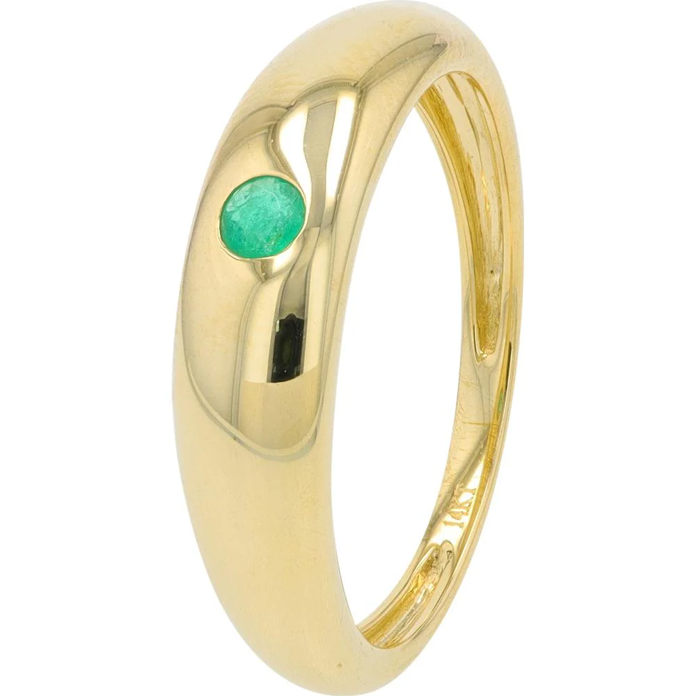 14K Yellow Gold Bezel Set Round Emerald Ring - 0.08 - 0.20 Carat Total Gem Weight