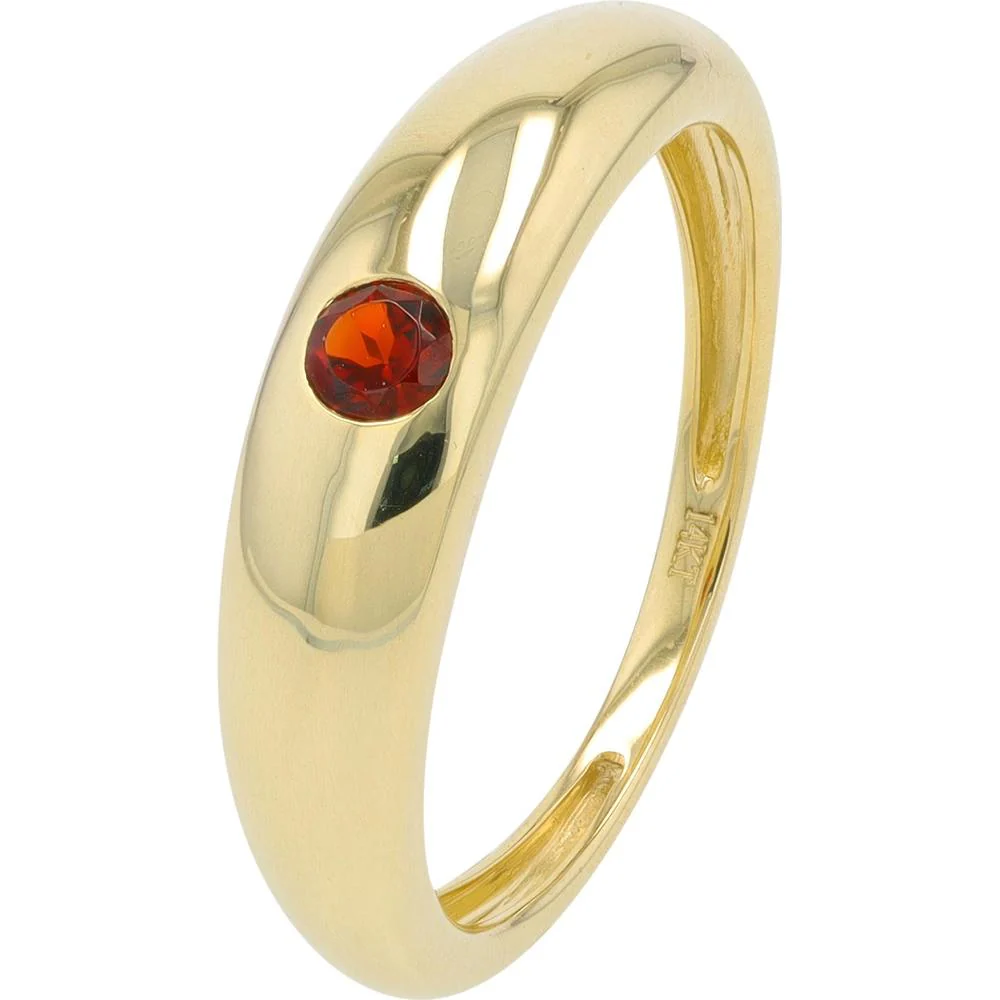 14K Yellow Gold Bezel Set Round Garnet Ring - 0.08 - 0.20 Carat Total Gem Weight
