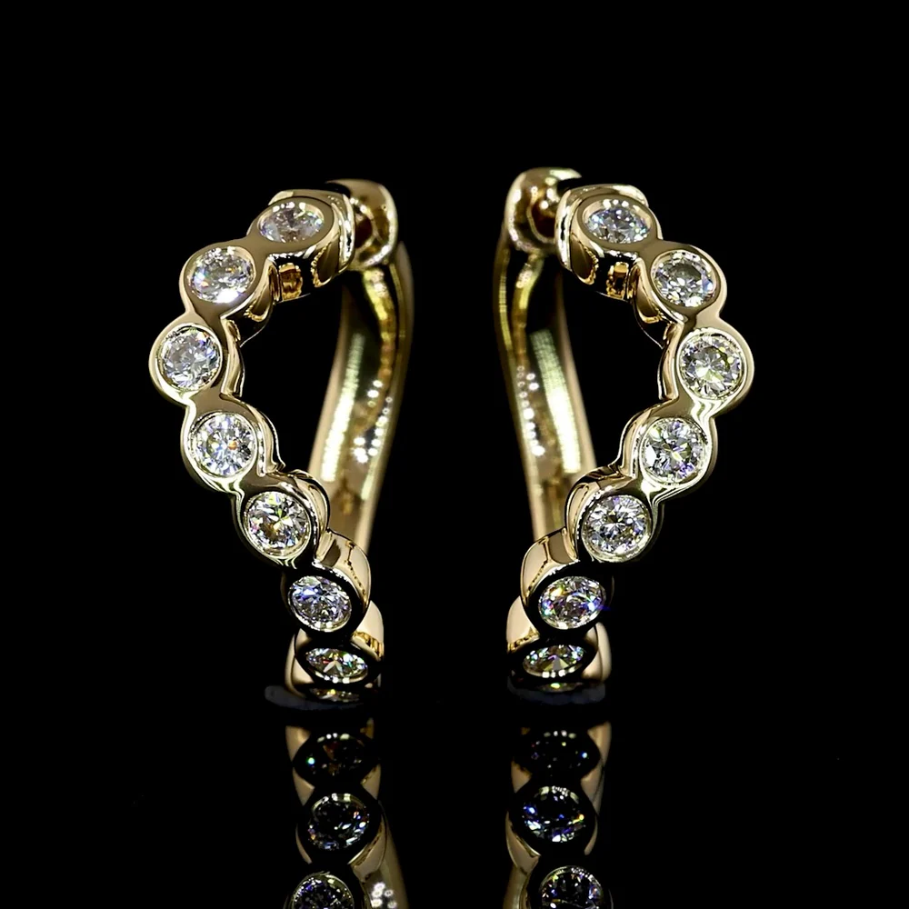 14K Yellow Gold Bezel-Set Round Lab Diamond Huggie Earrings - 0.40 Carats Total Diamond Weight - Covaloro Fine Jewelry - Image 2