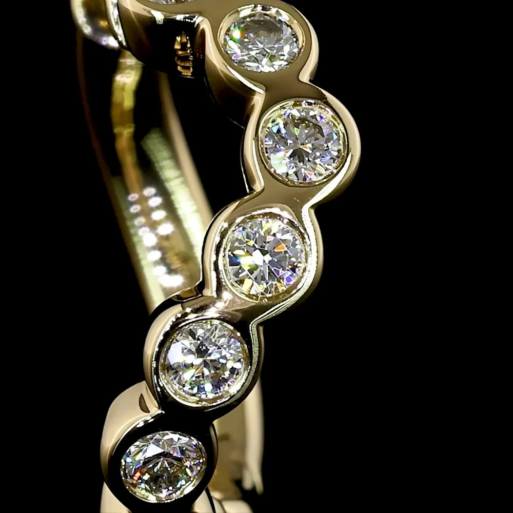 14K Yellow Gold Bezel-Set Round Lab Diamond Huggie Earrings - 0.40 Carats Total Diamond Weight - Covaloro Fine Jewelry - Image 3