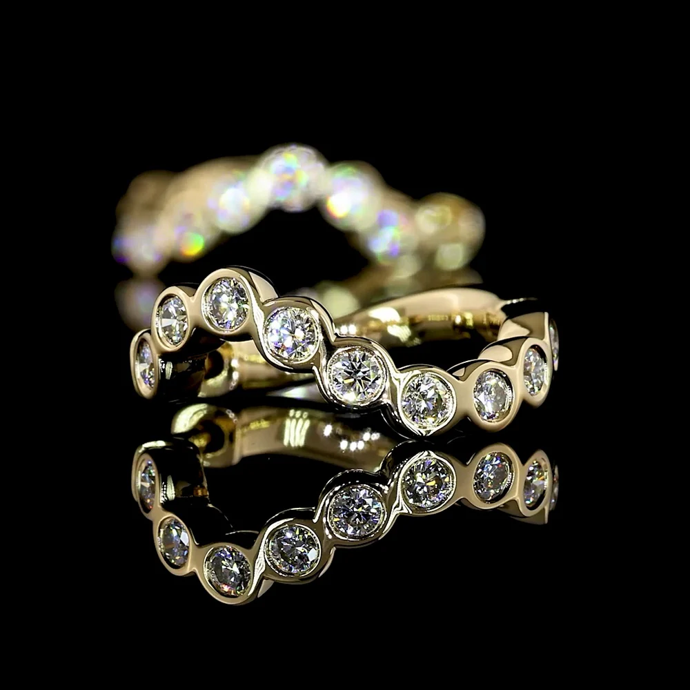 14K Yellow Gold Bezel-Set Round Lab Diamond Huggie Earrings - 0.40 Carats Total Diamond Weight - Covaloro Fine Jewelry - Image 4
