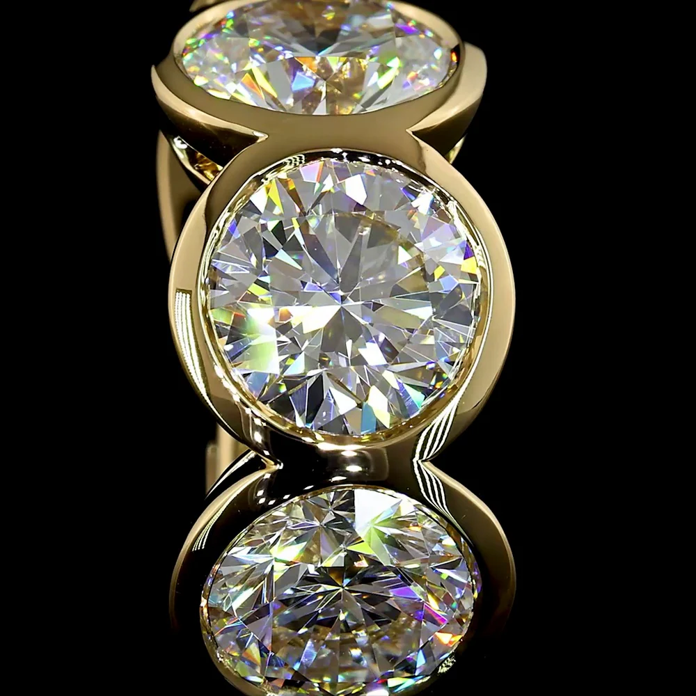 14K Yellow Gold Bezel Set Round Lab Diamond Huggie Earrings - 4.88 Carats Total Diamond Weight - Covaloro Fine Jewelry - Image 2
