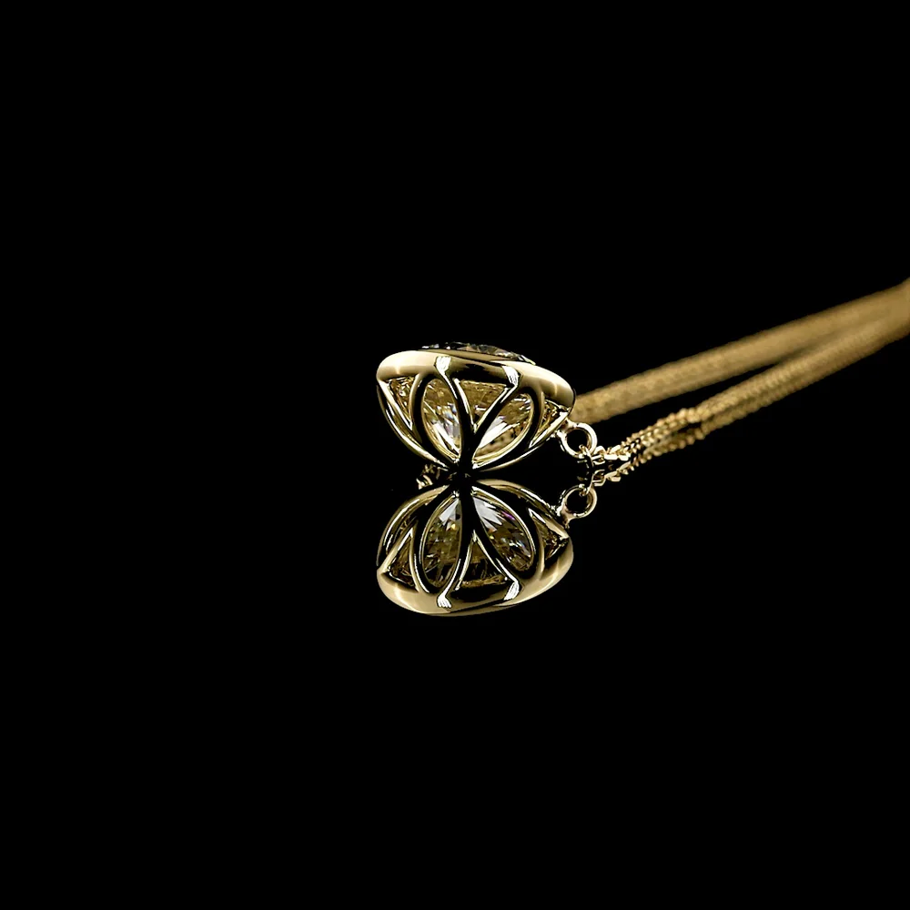 14K Yellow Gold Bezel Set Round Lab Diamond Solitaire Pendant - 2.01 Carat Total Weight - Covaloro Fine Jewelry - Image 3