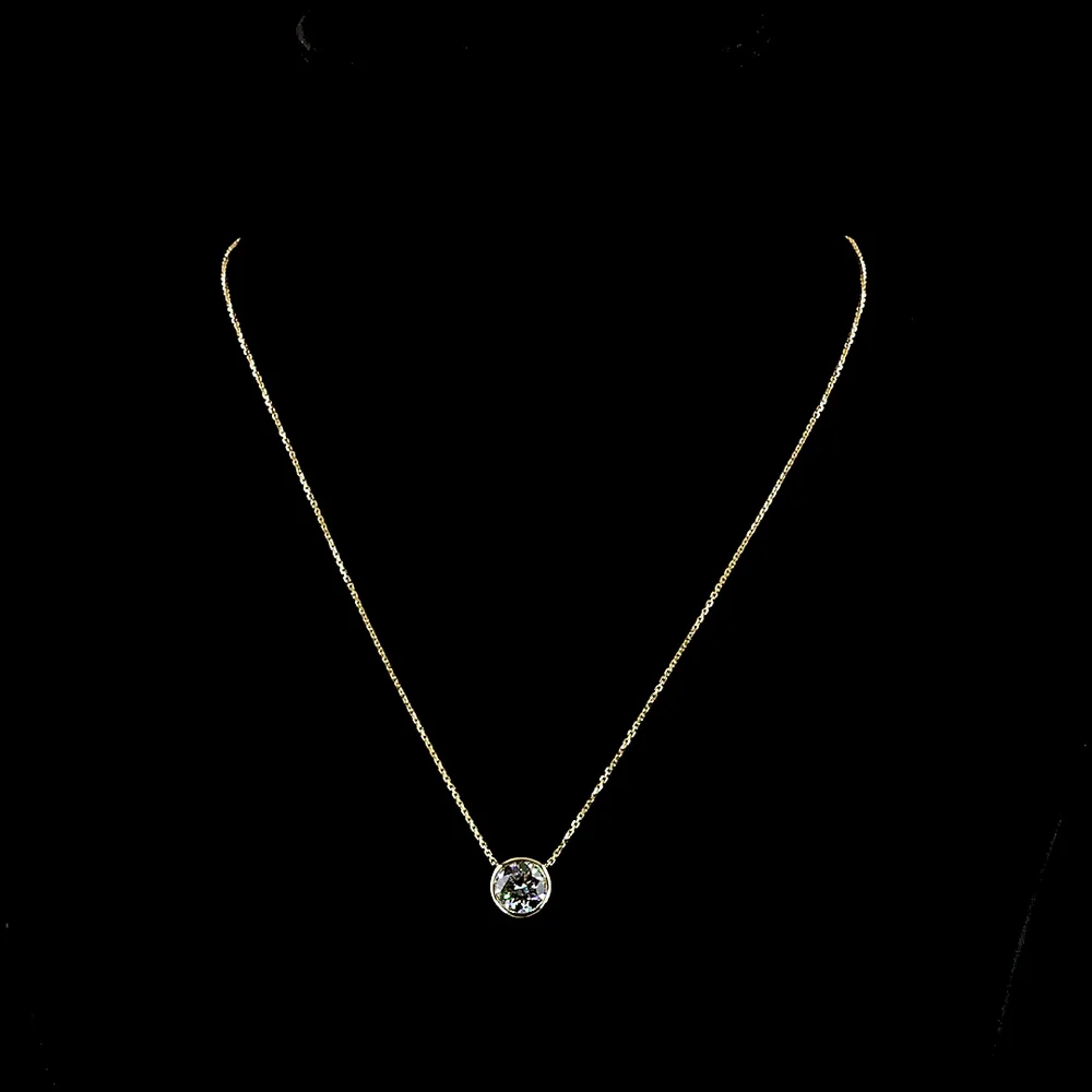 14K Yellow Gold Bezel Set Round Lab Diamond Solitaire Pendant - 2.01 Carat Total Weight - Covaloro Fine Jewelry - Image 4