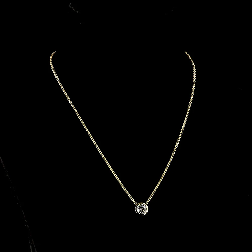 14K Yellow Gold Bezel Set Round Lab Diamond Solitaire Pendant Necklace - 1.50 Carat Total Weight E-F VVS2 GIA Certified - Covaloro Fine Jewelry - Image 4