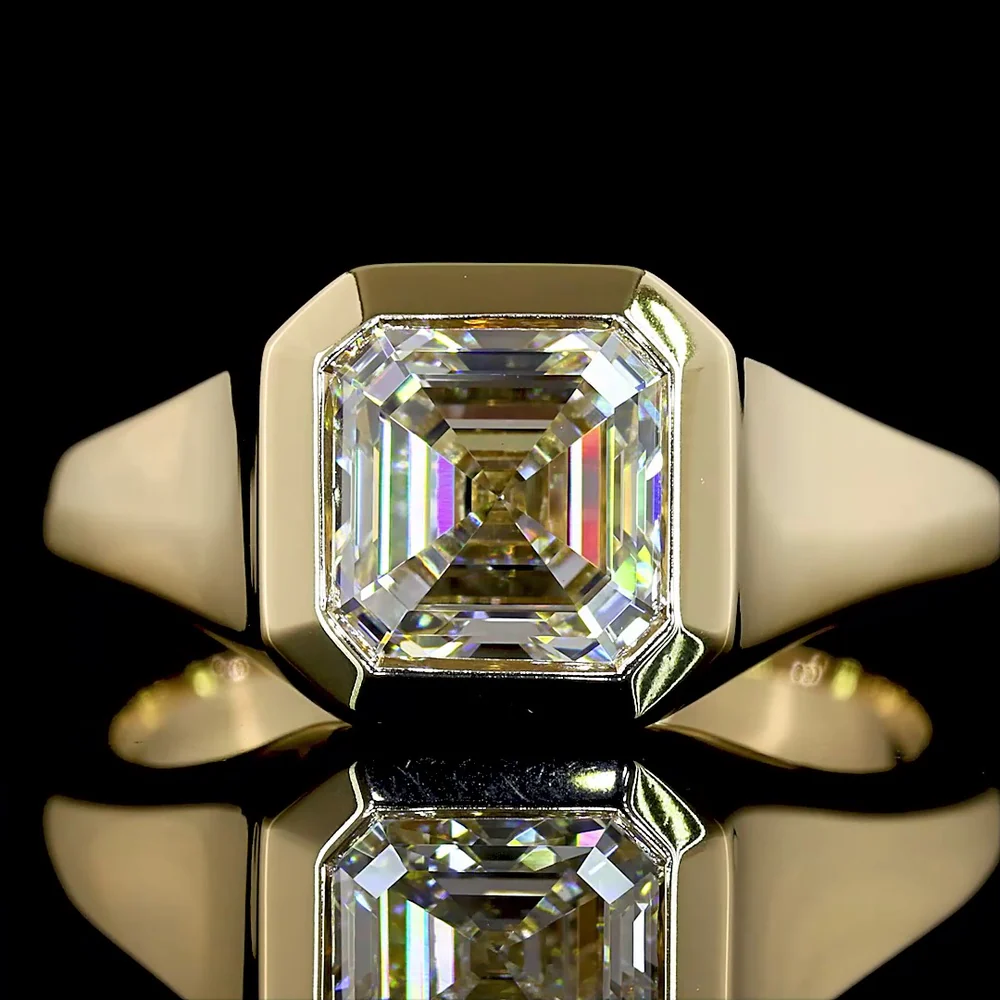 14K Yellow Gold Bezel Set Square Emerald Cut Lab Diamond Solitaire Ring - 2.03 Carat E VS1 GIA Certified - Covaloro Fine Jewelry - Image 2