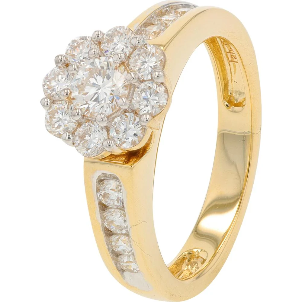 14K Yellow Gold Bridal Set with 1.50 Carat Cushion Lab Grown Diamond Center and Diamond Halo - 0.25 Carat Additional Diamonds - Image 2