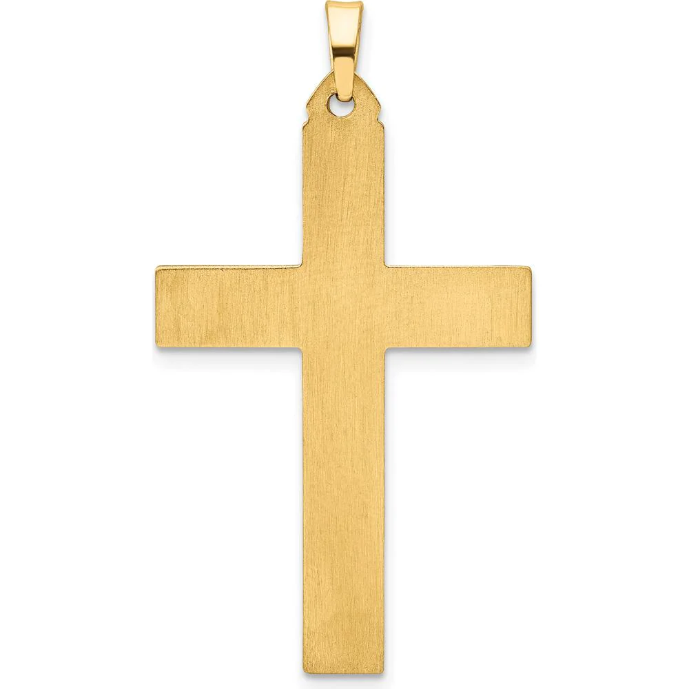 14K Yellow Gold Brushed and Polished Latin Cross Pendant - 39.3mm Length by Oro Pregiato - Image 4