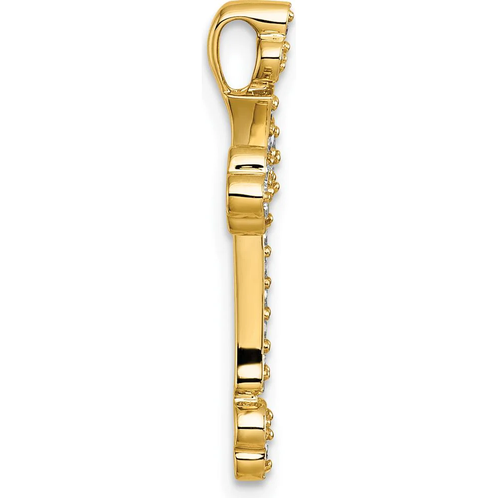 14K Yellow Gold Budded Cross Pendant with 25 Round Natural Diamonds - 0.32 Carat Total Diamond Weight by Oro Pregiato - Image 2