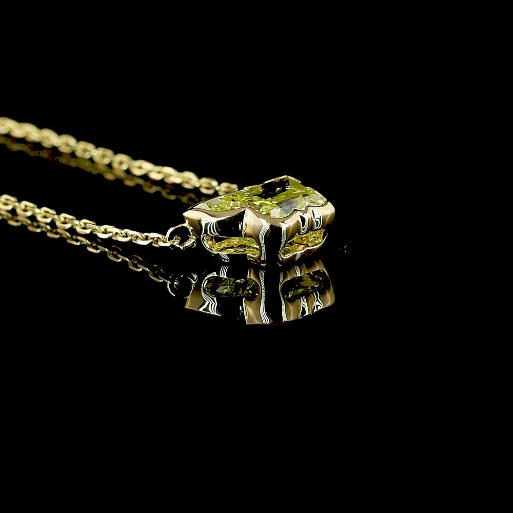 14K Yellow Gold Butterfly Pendant with 1.18 Carat Fancy Intense Yellow Lab Diamond in Bezel Setting - IGI Certified - Covaloro Fine Jewelry - Image 3
