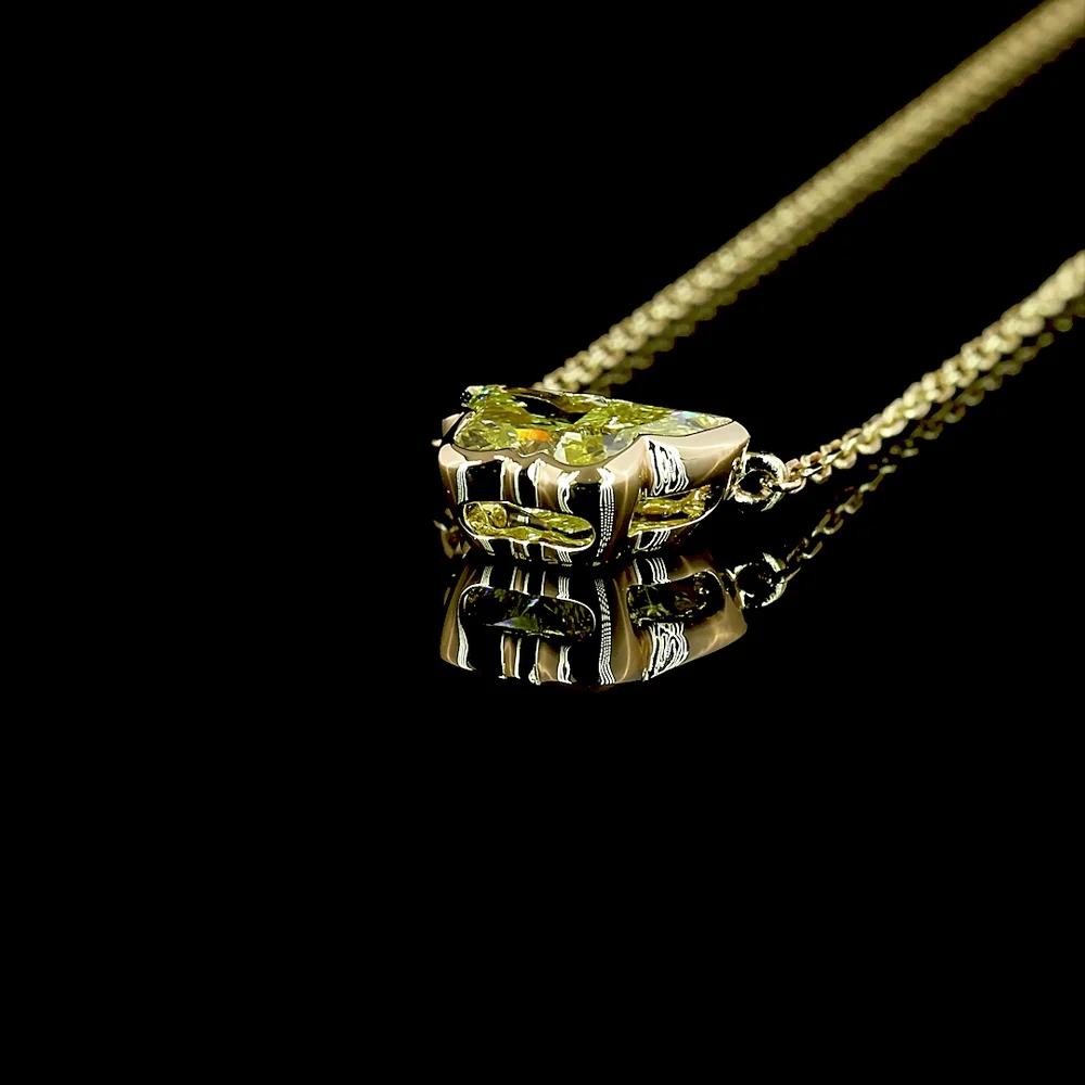 14K Yellow Gold Butterfly Pendant with 1.18 Carat Fancy Intense Yellow Lab Diamond in Bezel Setting - IGI Certified - Covaloro Fine Jewelry - Image 4