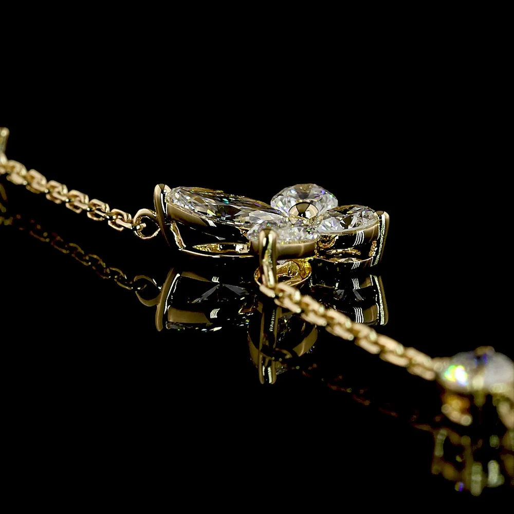 14K Yellow Gold Butterfly Station Necklace with Marquise and Round Lab Diamonds - 3.49 Carat Total Diamond Weight - Covaloro Fine Jewelry - Image 4